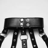 Gothic Punk Faux Leather Corset with Skull Studs and Chains