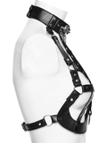 Gothic Punk Faux Leather Corset with Skull Studs and Chains