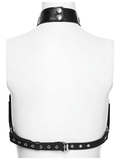 Gothic Punk Faux Leather Corset with Skull Studs and Chains