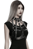Gothic Punk Faux Leather Corset with Skull Studs and Chains