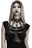 Gothic Punk Faux Leather Corset with Skull Studs and Chains