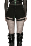 Gothic Punk Low Rise Studded Strap Twill Shorts