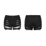 Gothic Punk Low Rise Studded Strap Twill Shorts