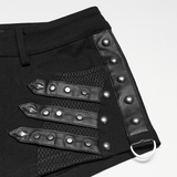 Gothic Punk Low Rise Studded Strap Twill Shorts