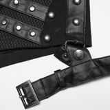 Gothic Punk Low Rise Studded Strap Twill Shorts