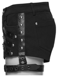 Gothic Punk Low Rise Studded Strap Twill Shorts