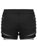 Gothic Punk Low Rise Studded Strap Twill Shorts