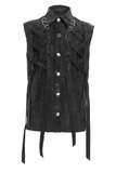 Gothic Punk Men's Sleeveless Shirt with Lace-Up Detailing