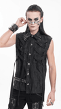 Gothic Punk Men's Sleeveless Shirt with Lace-Up Detailing