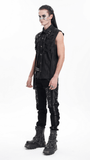 Gothic Punk Men's Sleeveless Shirt with Lace-Up Detailing