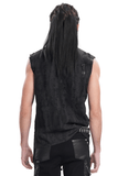 Gothic Punk Men's Sleeveless Shirt with Lace-Up Detailing