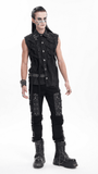 Gothic Punk Men's Sleeveless Shirt with Lace-Up Detailing