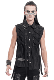 Gothic Punk Men's Sleeveless Shirt with Lace-Up Detailing