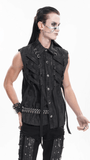 Gothic Punk Men's Sleeveless Shirt with Lace-Up Detailing