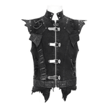 Gothic Punk Men's Vest with Buckles and Chain Accents