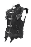 Gothic Punk Men's Vest with Buckles and Chain Accents