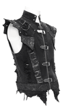 Gothic Punk Men's Vest with Buckles and Chain Accents