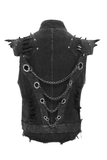 Gothic Punk Men's Vest with Buckles and Chain Accents