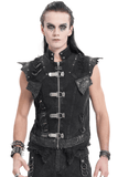 Gothic Punk Men's Vest with Buckles and Chain Accents