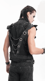 Gothic Punk Men's Vest with Buckles and Chain Accents