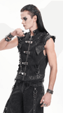 Gothic Punk Men's Vest with Buckles and Chain Accents