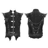 Gothic Punk Men's Vest with Buckles and Chain Accents