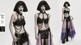 Gothic Punk Skull Harness with Chains and Removable Bow