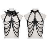 Gothic Punk Skull Harness with Chains and Removable Bow