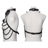 Gothic Punk Skull Harness with Chains and Removable Bow