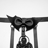 Gothic Punk Skull Harness with Chains and Removable Bow