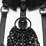 Gothic Punk Skull Harness with Chains and Removable Bow