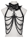 Gothic Punk Skull Harness with Chains and Removable Bow