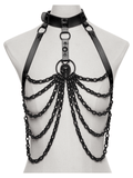 Gothic Punk Skull Harness with Chains and Removable Bow