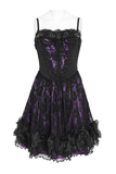 Gothic Purple Lace Corset Mini Dress with Ruffles