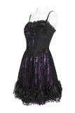 Gothic Purple Lace Corset Mini Dress with Ruffles