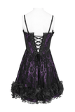 Gothic Purple Lace Corset Mini Dress with Ruffles