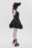 Gothic Purple Lace Corset Mini Dress with Ruffles