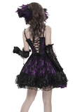 Gothic Purple Lace Corset Mini Dress with Ruffles