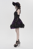 Gothic Purple Lace Corset Mini Dress with Ruffles