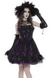 Gothic Purple Lace Corset Mini Dress with Ruffles