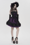 Gothic Purple Lace Corset Mini Dress with Ruffles