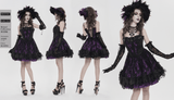 Gothic Purple Lace Corset Mini Dress with Ruffles
