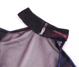 Lila Gothic Transparent Crinkle Unregelmäßige Tops / Verstellbares Schultergurt-Mesh-Top für Damen 
