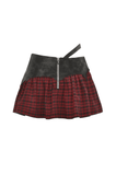 Gothic Red and Black Plaid Skirt with Cross Embellishment