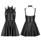 Gothic Seductive Mini Dress with Spider Web Accents