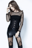 Gothic Sheer Long-Sleeve Mesh Top for Women - Edgy Fashion