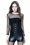 Gothic Sheer Long-Sleeve Mesh Top for Women - Edgy Fashion