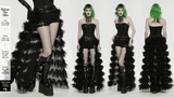 Gothic Sheer Mesh Tiered Maxi Skirt with Layers