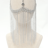 Gothic Silver Chain Headpiece with Cross and Draped Veil