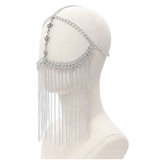 Gothic Silver Chain Headpiece with Cross and Draped Veil